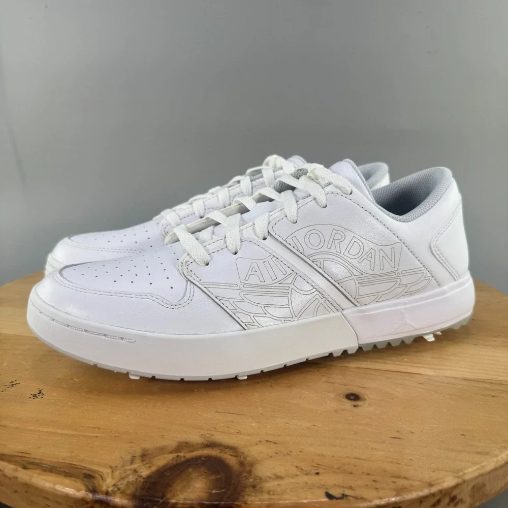 Air Jordan Nu Retro 1 Low Mens Size 9 Golf Shoes White Pure Platinum Leather NEW
